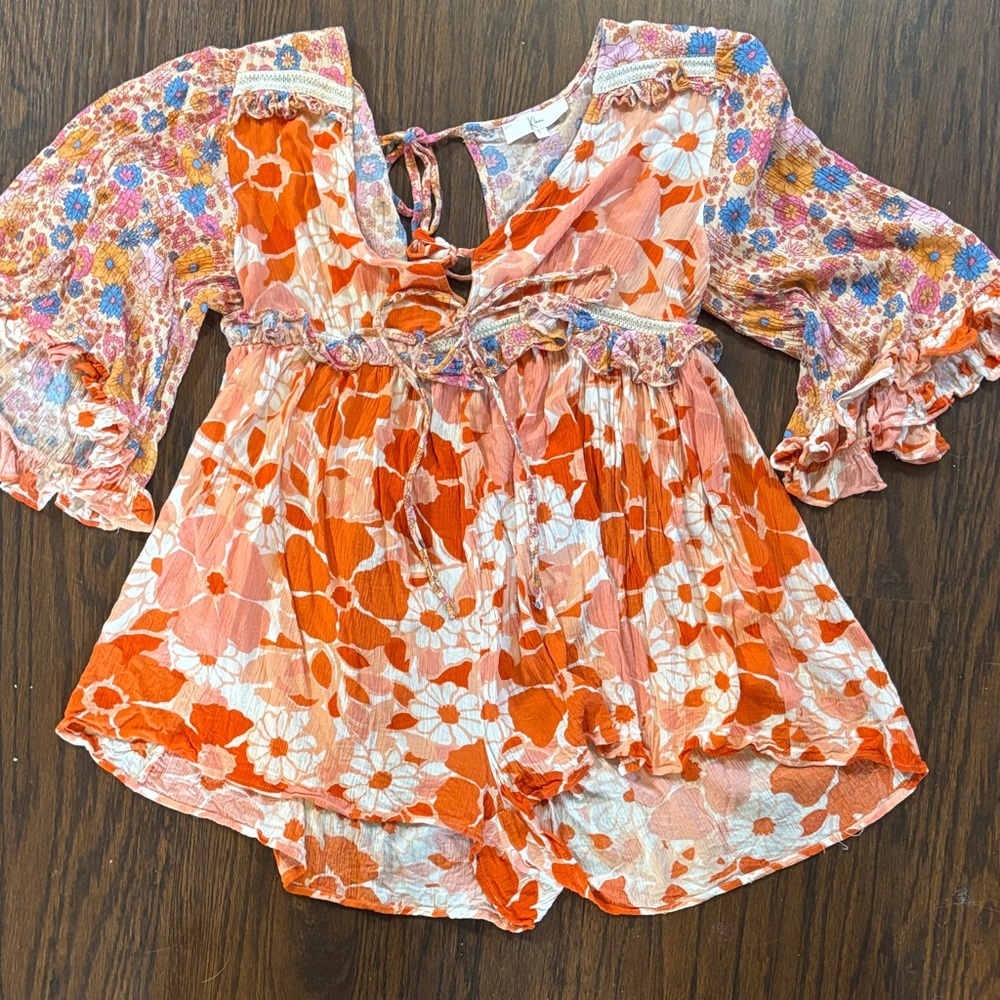 Floral Orange Women's romper